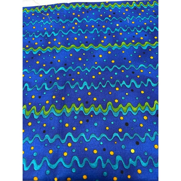 Hi-Jinx by Clothworks Blue Fabric 28x22" Wavy & Dotted Pattern for Sewing Quilti - Picture 1 of 5